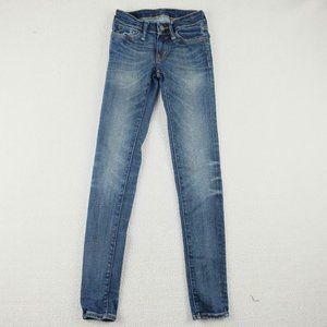 Denim & Supply Ralph Lauren Blue Jeans Womens 24 Skinny Stone Wash Whiskers